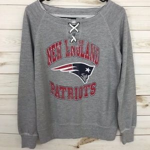 New England Patriots Gray Sweatshirt NFL Lace Up